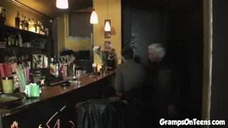 teen 18+ barmaid screws oldie in reverse on public shift