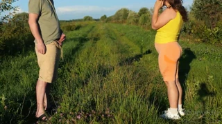 Thrilling Risky Outdoor Sex With Random Curvy Stranger BBW Huge Tits