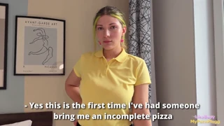Suggestive rough pizza delivery fuck pays off her tip shortfall with huge ass riding