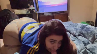 I was deep into video games when my hot Latina girlfriend showed up. Her perfect curves distracted me instantly