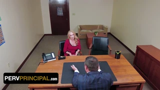 principal miles calls the horny teacher about school trouble and she squirts on camera