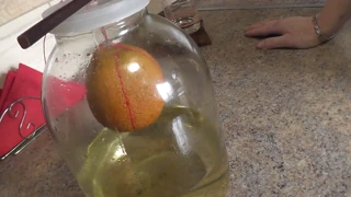 What a Naked Chef! Sexy Milf Frina Cooks Up Orange Balm Bare in Stockings and High Heels Her Hairy Pussy Natural Tits and Big Ass on Display