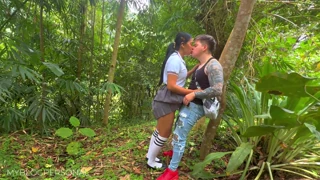 i couldn't resist fucking this petite latina after class in her uniform outdoors... so hot and risky!