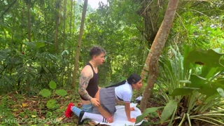 i couldn't resist fucking this petite latina after class in her uniform outdoors... so hot and risky!