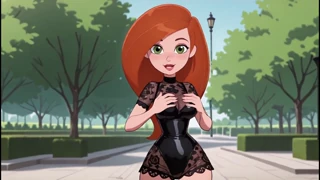 Krvoločna rdečelasa 3D Hentai z velikimi prsmi v sladkem črnem perilu - AI Poskus