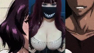 Hentai tits IRL Ivy plays with small and big dildo