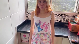 Waking Up Rock Hard And Pounding Young Maid's Tight Ass Right In The Kitchen