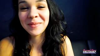Petite brunette coed gets her wet pussy fucked and mouth jizzed