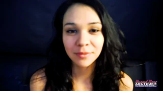 Petite brunette coed gets her wet pussy fucked and mouth jizzed