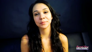 Petite brunette coed gets her wet pussy fucked and mouth jizzed