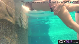 Lesbian swim coach Natalia Starr and client Jelena Jensen lick pussy