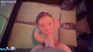 public deepthroat in spa room ends with cum swallow