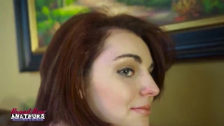 slim redhead coed strips off and bends over to finger herself