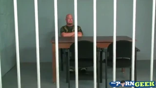 The jail guard gets fucked hard, taking cock from the inmate in rough action