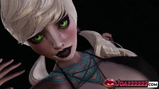 halloween witch elsa gets fingered and squirts in stockings