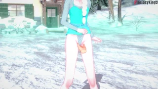Elsa sucks and has sex in frozen scene