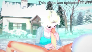 Elsa sucks and has sex in frozen scene