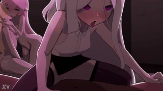 blue archive sensei threesome with deepthroat and creampie