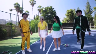 Stepmoms Kenzie Taylor and Mona Azar share group fun with their stepsons outdoors