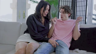 woman seduces with teasing touch