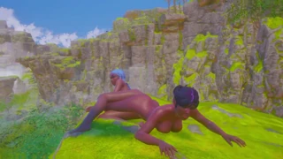 Rough lesbian blacks fisting and squirting in hardcore animated sex
