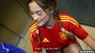 damn that big ass spanish babe takes anal dp rough in parking lot post soccer!