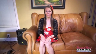 talented brunette cloe sings her tune then enjoys the moment to swallow every drop