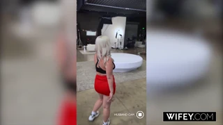 Wifey gorgeous blonde hotwife elana bunnz takes a thick bbc in front of hubby and it's an open view