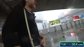 Asian student teen gets picked up and it's rough sex in the tuktuk