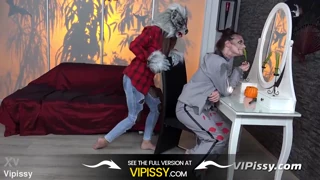 Czech lesbians ditch the party and dive into close-up piss play with shaved pussies and foot fetish