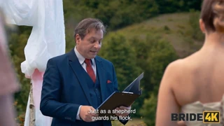 Blonde bride gets dogged with wax play at wedding ritual!