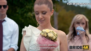 Blonde bride gets dogged with wax play at wedding ritual!