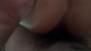 Amateur receives creampie in doggy position