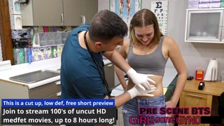 Tyler Lynn undergoes an abdominal and percussion examination