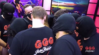 her debut unfolds at ggg while the studio becomes crowded with men around her