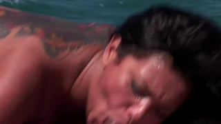 latina anal slut takes double penetration and double blowjob outdoors