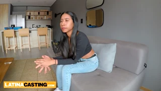 Amateur natural tits Latina sucks and rides big cock for modeling gig