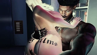 Blonde bimbo queen craves massive black cock in animated interracial scene