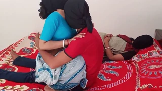 Two hot girls and one guy in explosive indian threesome with hindi audio!