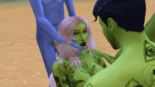 Crazy orgy with strange people alone on an island animation