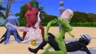 Crazy orgy with strange people alone on an island animation
