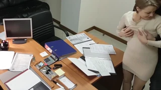 Hot Blonde Secretary Gets Fucked By Boss In Office