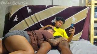Playing Videogame While Latina Friend Sucks Cock Deep