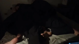 He enters his shy partner's room then films the fuck