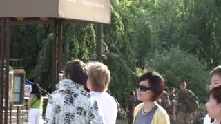 Eiffel tower public sex threesome with cute girl and two guys