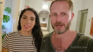 Woman shows extreme exhibition with anal piss and puke