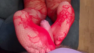 BBW Milf Gives Footjob In Stockings!