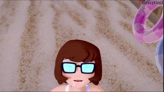 Velma Gives Blowjob On Beach In Scooby Doo Pov