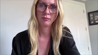 blonde milf in glasses teaches taboo roleplay and gets cumshot