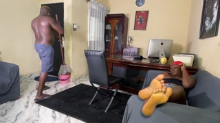 Silver gets anal from her gate man while waitin' for her husband